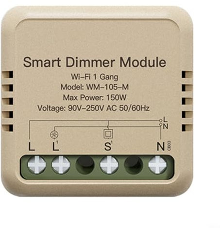 Für intelligente Lichtsteuerung mit Sprachaktivierung, Upgrade auf Tuyas innovative WiFi-fähige Module (Wifi 1-Gang-Dimmer)