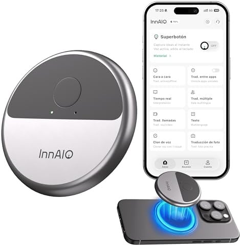 Traductor Instantáneo de Voz AI con Clonación de Voz, Traductor de Idiomas Portátil con Traducción en Tiempo Real, Funciona en Apps, Llamadas y Videollamadas, 140+ Idiomas para Viajes y Negocios