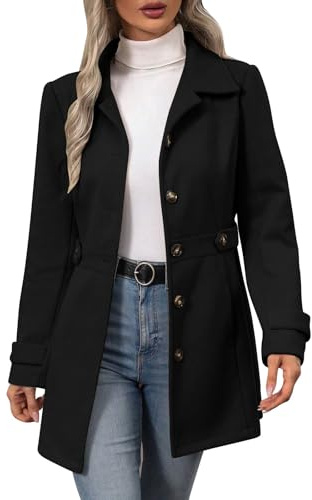 Generisch Damen Winterjacke Übergangsjacke Mantel Lang Jacke Winter Damen-Jacken Elegant Knopfleiste Gürtel Design Klassisch Figurbetont Outfits für Alltag Büro Reisen