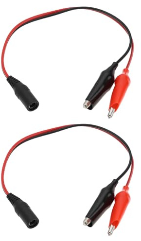 SG Store 2 Pcs Battery Power Test Connect Cable 5.5x2.1mm Female to Double Crocodile Clip for LED Light Strips Camera Lighting 30cm
