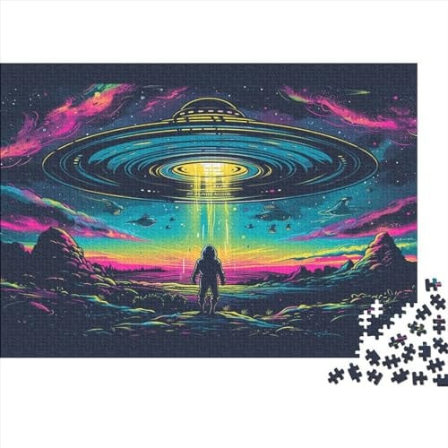 UFO Puzzle 1000-teilige Schwer Puzzle Spielzeug Lernspiel Impossible Weltraum Aliens Herausforderungsspielzeug Für Erwachsene Kinder 1000pcs (75x50cm)