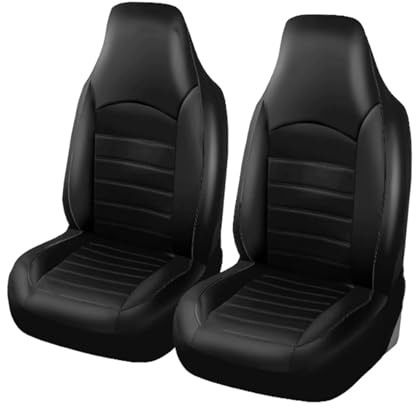 TANJAU Autositz Schonbezug Sets für Renault Twingo III 2014 2015 2016 2017 2018-2025, Auto-Sitzbezüge Vordersitze 2Pcs Autositzbezüge Leder Atmungsaktiv Verschleißfest Bequem,A/Black