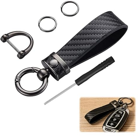 Nevoluxer Schlüsselanhänger für Auto aus Mikrofaserleder,Autoschlüsselanhänger für Männer, Schlüsselanhänger mit D-Ring, edel designter & verlustsicher