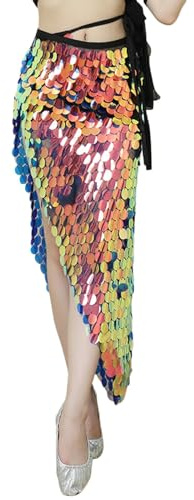 Meerjungfrau Rock Damen Sexy Meerjungfrau Kostüm Glänzend Meerjungfrauenflosse Bauchtanz Kostüm Pailletten Partykleid Karneval Glitzerrock Wickelrock