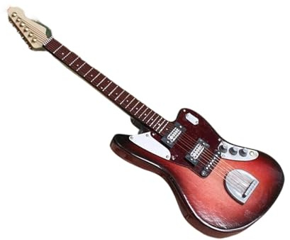 MFGSDFR Mini-Musikinstrument-Ornament-Set Handgefertigte Miniatur E Gitarre Rock Modell Heimdekoration(3)