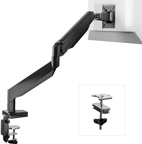 FlexiSpot Single Monitor Arm Desk Mount for 17-32″ Screen VESA 75/100mm | Ergonomic Adjustable Desk Mount for Curved Flat Screens with Tilt Swivel Rotate - Load Capacity from 2-9kg, Black