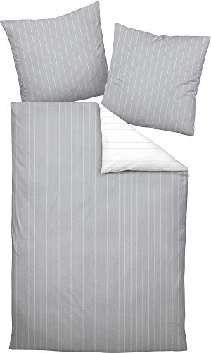 Janine 20020 Tango Mako Soft Seersucker Wendebettwäsche 240 x 220 + 80 x 80 cm Silber