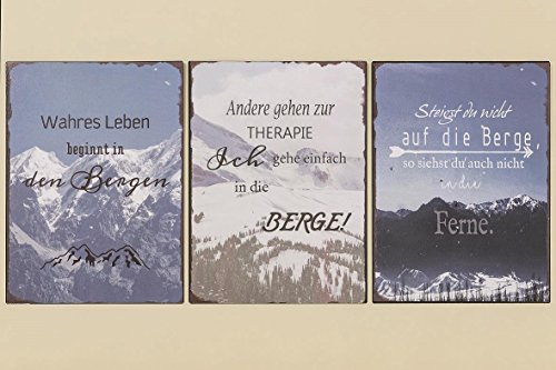BOLTZE Schild Berge 40x30cm Material: Eisen 3er Set