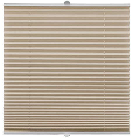 Plissee auf Maß für alle Fenster Montage Glasleiste Blickdicht mit Spannschuh Sonnenschutzrollo Beige Breite: 151-160 cm, Höhe: 101-150 cm