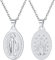 U7 925 Sterling Silber Halskette Damen Collier Heilige Maria Anhänger Halskette Mutter Gottes Oval Medaille mit Kette Jungfrau Maria Kette Herren Oval Anhänger Religiöse Schmuck für Geburtstag