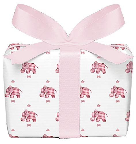 5er Set Geschenkpapier Bögen Elefant Rosa Weiß für Kinder Kindergeburtstag Baby Geburt Taufe, Mädchen, gedruckt auf PEFC zertifiziertem Papier, 5 Bögen 50 x 70 cm