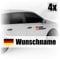 Autoaufkleber Name & Flagge | Fahrer - Beifahrer 4er Set - Wunschname Rallye/DTM/Racing Design - Konfiguration