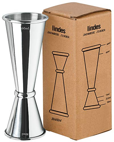 Iindes Misurino per cocktail con doppio misurino, in acciaio inox 304, 30 ml/60 ml, per bar, casa, barista, feste, vino e bevande