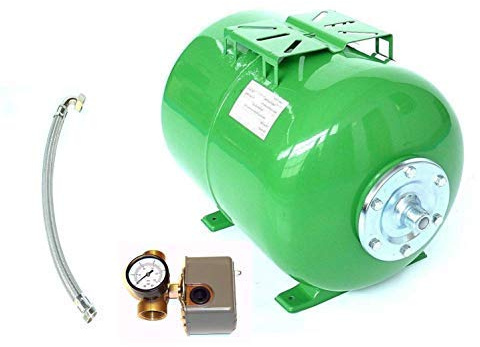 Réservoir sous Pression 50 Litre + Accessoire, Taille H 38 cm L 55 cm D 34 Cm. Vase D'Expansion Réservoir de Membrane Hauswasserwerk. Max. Pression 8 Espèces avec EPDM Membrane