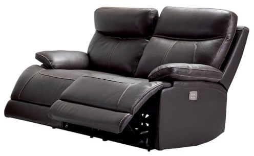 AltoBuy CORDOUE - Canapé Relax Electrique 2 Places Cuir Marron