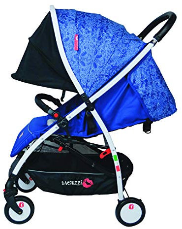 Baciuzzi, passeggino leggero, pieghevole compatto con chiusura lampo semplice e pratica ad una mano, passeggino accessoriato, traspirante, BX Frà Blue