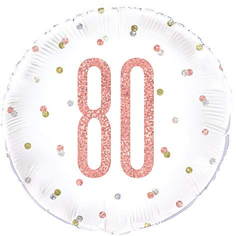 Dazzling Rose Gold 80th Birthday Glitz Round Foil Balloon (45cm) - Perfect for Birthday, Annivesaries & Memorable Celebrations - 1 Pc