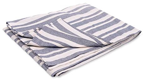 HomeLife - Überwurf für Sofa, gestreift, 260 x 280 cm, Mehrzweck-Überwurf aus Baumwolle, Granfoulard Tagesdecke für Doppelbett - [Doppelbett] - Blau