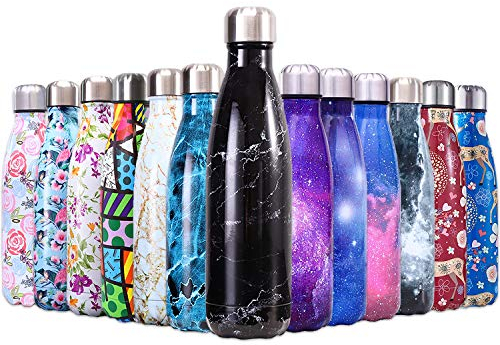 QXuan Bouteilles Isothermes d'eau en Acier Inoxydable isolée à Double paroi 500ml sans BPA, pour Le Sport Bureau école Voyage,de Plein Air