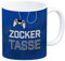 Zocker Kaffeebecher mit Controller Motiv und Spruch: Zocker Tasse Nerd Spiel