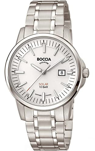 Boccia Herren Analog Quarz Uhr mit Titan Armband 3643-03