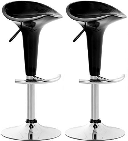 CLP 2er Set Barhocker Saddle Mit Drehbarem Kunsttoffsitz Und Fußablage I Höhenverstellbarer Hocker Mit Metallgestell In Chrom-Optik, Farbe:schwarz