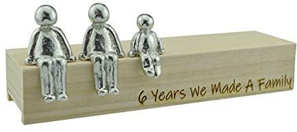 Pirantin 6th Anniversary Idea - 6 Years We Made A Family Metal Ornament - Choose Your Family Combination Box & Woodgrain May Vary(1 child)