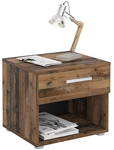 CARO-Möbel Nachttisch Nachtschrank Nachtkommode Mary Old Style, 42 x 38 x 30 cm, mit Schublade und offenem Fach