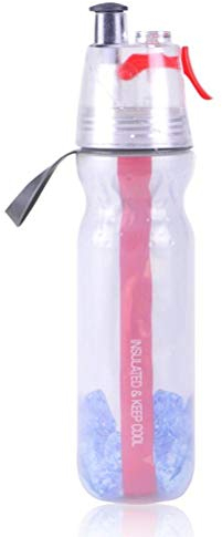 Settoo Botella de agua con atomizador de 500 ml, botella de agua portátil, botella de agua deportiva, taza hidratante y refrescante duradera, azul, negro, rojo y verde