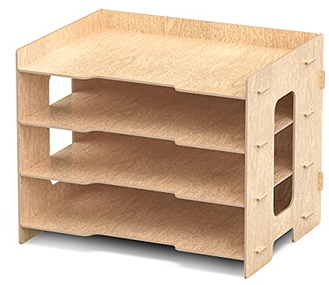Booxihome Wooden Desk Organiser Tray for File, Document, Letter, a4 Paper, Office Tidy Storage