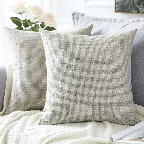 Artscope 2er Set Kissenbezug Einfarbig Wurfkissenbezug Leinen Kissenbezüge Moderne Dekokissen Kissenhülle Set Kissen Fall für Sofa Schlafzimmer Zuhause Dekor Khaki, 40x40cm