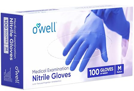 O’WELL 100 Nitrile Examination Gloves | MEDIUM | Powder Free, Latex Free | Medical & Food Grade (Box of 100)