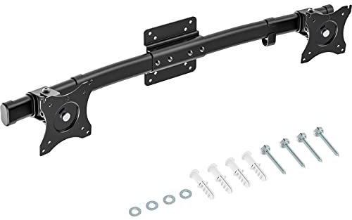 WALI Soporte de pared para monitor doble, adaptador de soporte individual a doble, brazo de montaje horizontal para 2 pantallas de hasta 27 pulgadas (012ARM), color negro