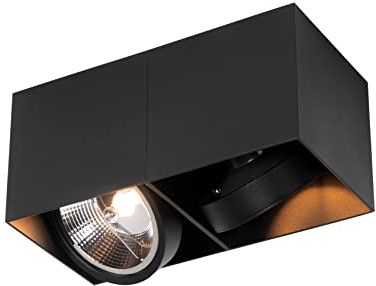 QAZQA - Design Design-Spot I Spotlight I Deckenspot I Deckenstrahler I Strahler I Lampe I Leuchte schwarz rechteckig AR111 2-flammig-flammig - Box I Wohnzimmer I Schlafzimmer - Aluminium Rechteckig -