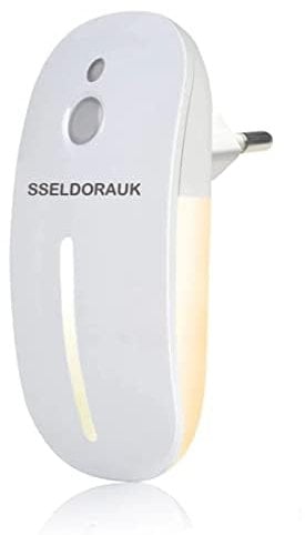 S SELDORAUK Nachtlicht Steckdose mit Bewegungssensor, Helligkeit Dimmbare Plug-in LED licht,Dämmerungssensor,ON/AUTO Modi,6500K für Schlafzimmer Kinderzimmer Bad Küche Flur Treppe(KaltesWeiß 2 Stück)