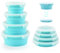 Cuencos plegables para camping, juego de 4 recipientes redondos de silicona para almacenamiento de alimentos con tapas, almacenamiento y organización de RV, congelador, apto para lavavajillas (azul)
