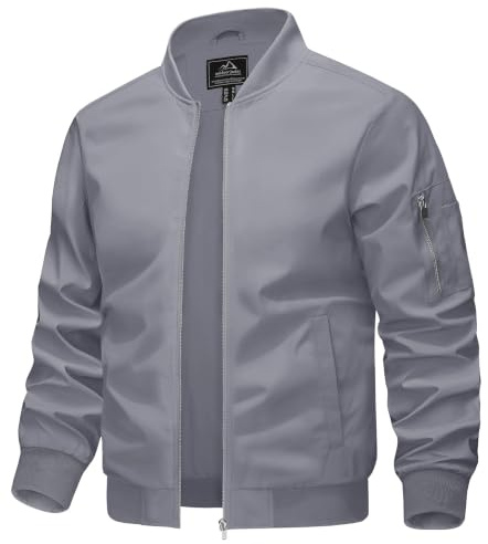 KEFITEVD Herren Leichte Dünne Bomberjacke Blouson Jacke Übergangsjacke | Lässige Bomber Blouson, Windjacke mit Reißverschluss, Wasserabweisende Pilotenjacke, Geeignet für Frühling Sommer und Herbst