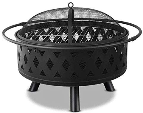 Feuerstellen für den Außenbereich, holzbefeuerte Feuerstellen für den Außenbereich, Feuerstelle mit BBQ-Grillregal, Metall-Brazier, Stern-Mond-Form, Garten-Terrassenheizung mit Abdeckung, Gr