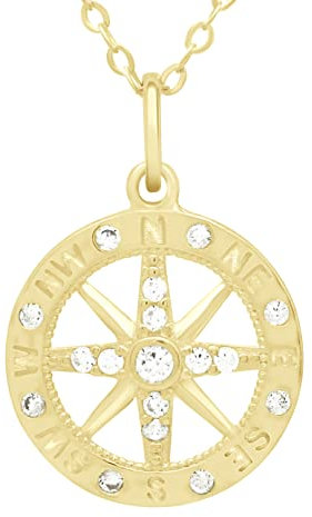 BY-JEWELS - Collana Rosa dei Venti - Oro giallo e ossido di zirconio - Gioiello da donna, Zirconia cubica, Zirconia cubica