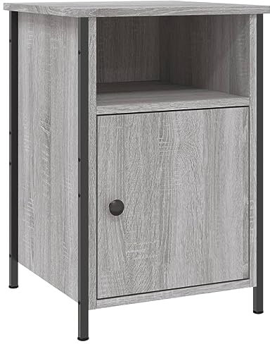 vidaXL Nachttisch, Beistelltisch mit viel Stauraum, Höhenverstellbarer Nachtschrank, Nachtkommode Nachtkonsole, Grau Sonoma Holzwerkstoff