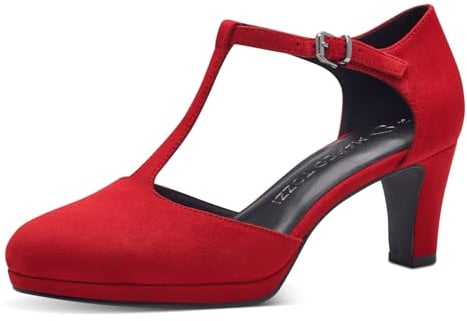 MARCO TOZZI Damen Pumps mit Riemen Vegan Elegant, Rot (Dk.Red), 39 EU