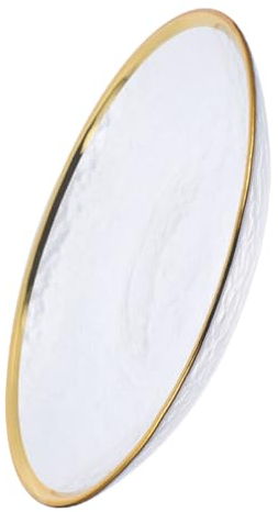 PRETYZOOM Glasschale Platzteller Mit Goldrand Goldenes Serviertablett Dekoschale Aus Goldenes Geschirrset Salatteller Dekorative Platzteller Goldene Speiseteller Gemüsefach Gericht Nachtisch