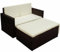 QJBSAVVA 2-TLG Garten-Lounge-Set, Eckbank Küche Schlafsessel mit Bettfunktion Schminktisch Stuhl Sofa mit Schlaffunktion Geeignet für Speisesaal Café Outdoor Flur mit Auflagen Poly Rattan Braun
