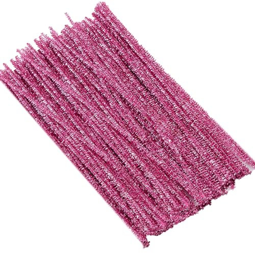 Scovolini rosa per tubi, 100 pezzi, glitterati per lavori artigianali, steli e materiali artigianali, per lavori fai da te, 30,5 cm