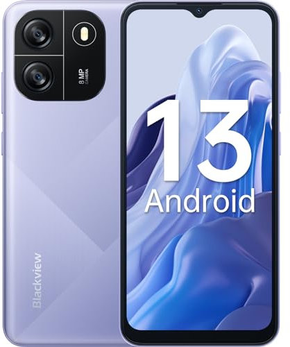 Blackview Wave 6C Android 13 Smartphone Pas Cher 4Go+32Go/TF-1To, Octa-Core, Écran 6.5HD+/60Hz, 5100mAh/10W Charge Rapide, 8MP+5MP, Telephone Portable 4G Double SIM, Face ID/GPS/2Ans Garantie (2024)