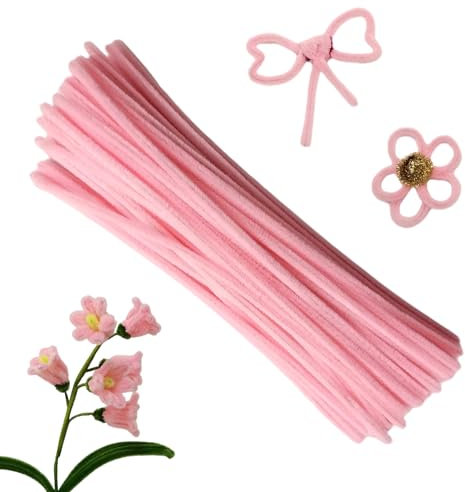 Tikyoary 100 Stück Hellrosa Pfeifenputzern,Pfeifenreiniger-Kit Chenilledraht für Blumen,Tiere oder,DIY-Bastelprojekten und Dekorationen
