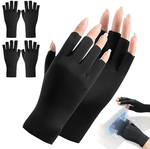 2 Pezzi Guanti UV Shield, Unghie Guanti Per Manicure In Gel, Guanti UV Protezione, Guanti Elastici Senza Dita, Professionali Guanti per Gel Nails Lamp per Manicure, La Casa, Outdoor