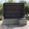 ZEYUAN 3-Sitzer-Gartensofa mit Dach und Fußhocker, Lounge Gartenmöbel, Gartenlounge, Loungemöbel, Balkon Lounge, Sitzecke Balkon, Sitzlounge Garten, Grau Poly Rattan