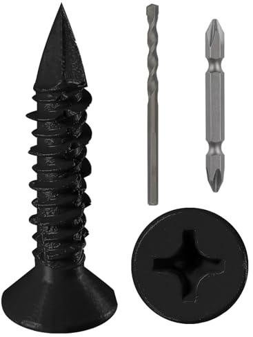 WenSilon(30 PCS) 1/4x1-1/4 Black Concrete Screw Anchor Black Flat Head for Anchoring to Masonry, Block or Brick Stucco