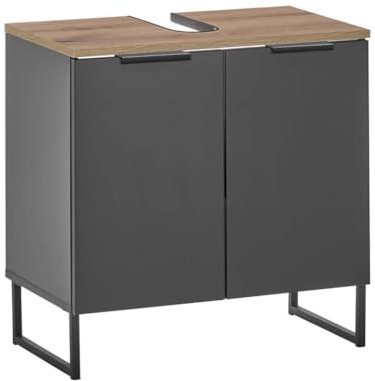 moebel-dich-auf Waschbeckenunterschrank Aspen Badschrank Waschtischunterschrank 60 cm Schwarz/Evoke Eiche